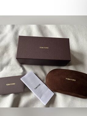 Tom Ford Brown Suede Sunglasses Case with Box and Booklet